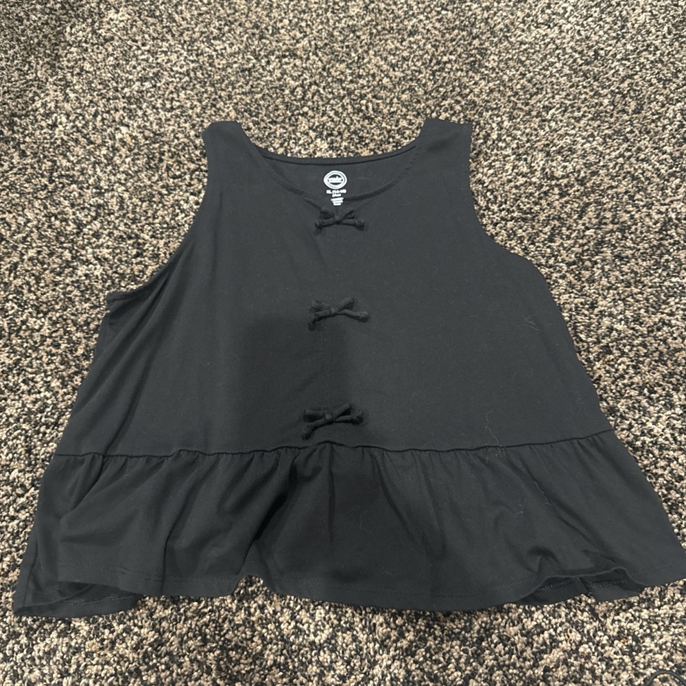Elegant Black Bow Detail Tank Top